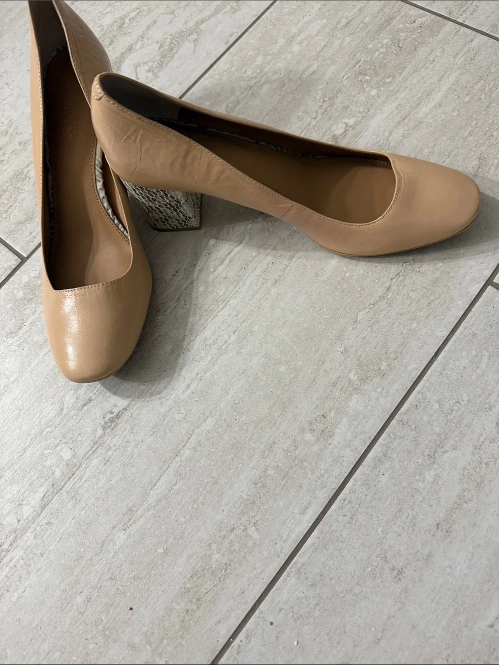 Calvin Klein Women's Neutral Block Heel Pumps - Tan …size 9